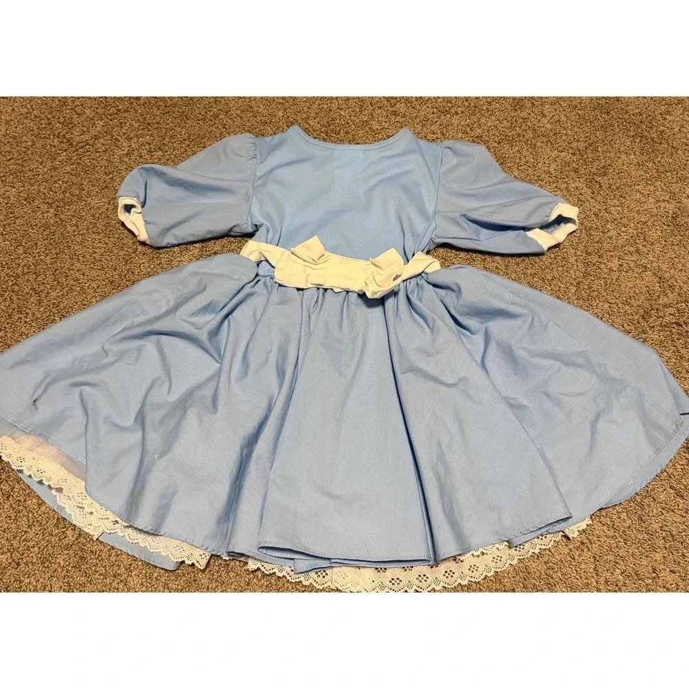 Vintage Disney Parks Alice in Wonderland Blue Costume Dress Apron Girls Size S